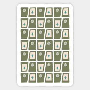 Mid Century Funky Blocks 2 in Green, Teal and Cream Sticker